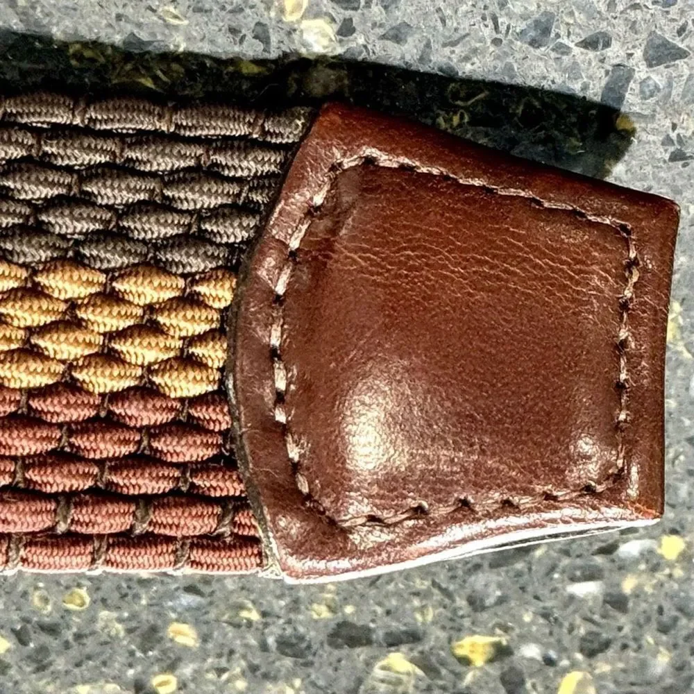 Torino Tri-Color Web Belt. Leather trim. One size.